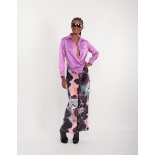 Chemisier en satin mauve Leila