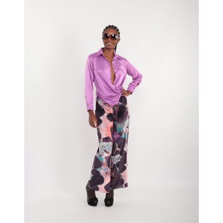 Leila mauve satin blouse