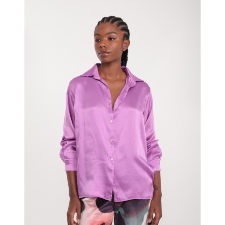 Leila mauve satin blouse