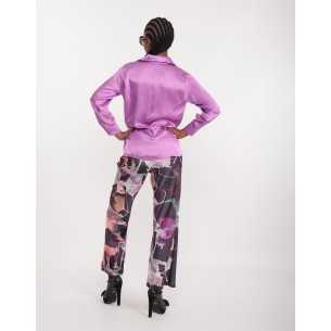 Chemisier en satin mauve Leila 2