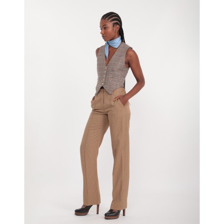 Gilet court à carreaux Ada