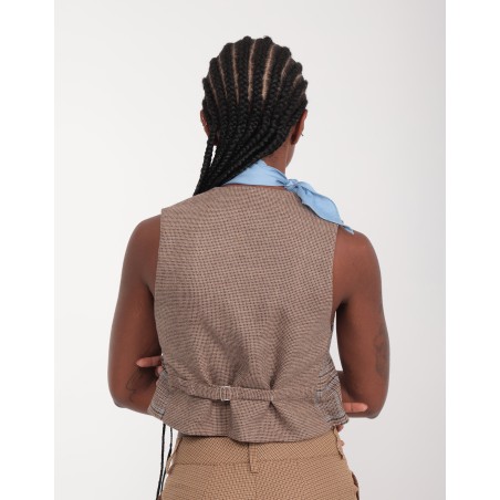 Gilet court à carreaux Ada
