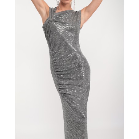 Robe Léa en paillettes argent