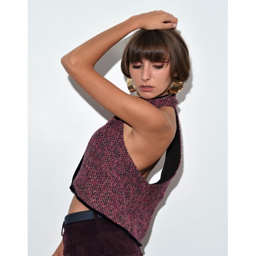 Gilet en maille prune Lili Gilet en maille prune Lili