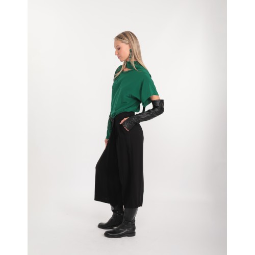 Blouse Cristale en soie verte