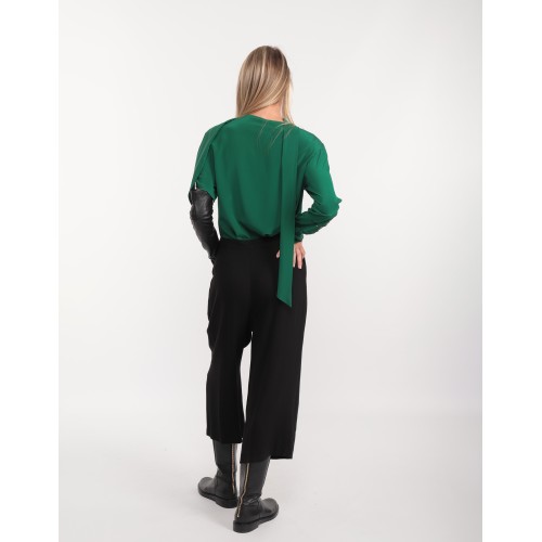 Blouse Cristale en soie verte