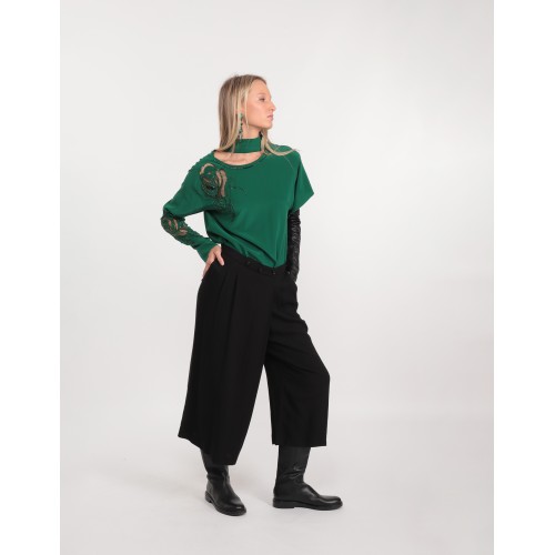 Blouse Cristale en soie verte