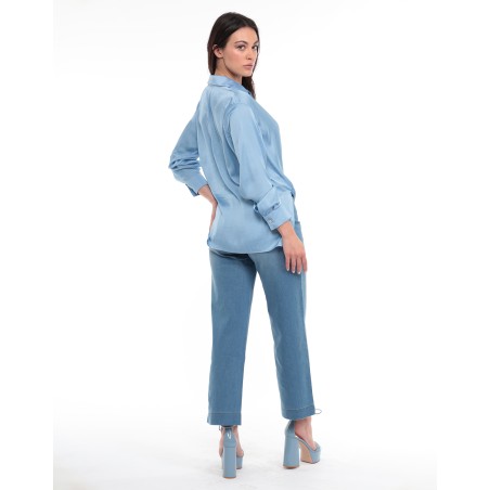 Chemisier en satin bleu Leila