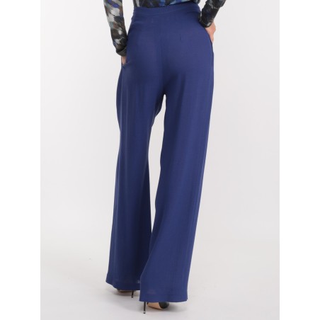 Pantalon large en crêpe bleu Verusca