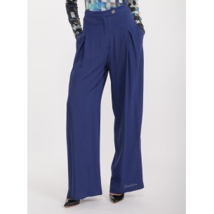 Verusca blue crepe wide-leg trousers