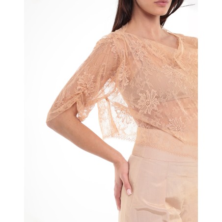 Haut en dentelle rose Angelica