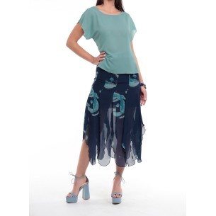 Blue printed long skirt Elia