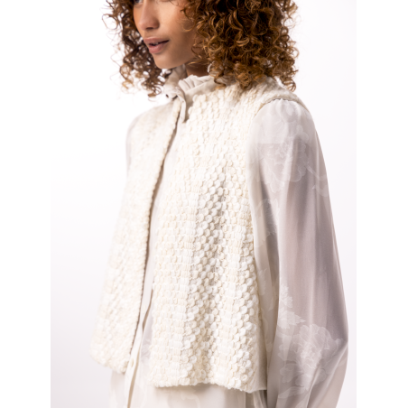 Gilet en laine ivoire Kira