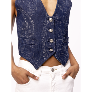Gilet jean brodé Ada 2