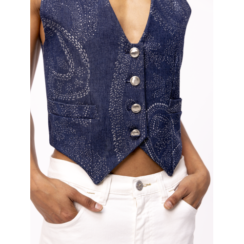 Gilet jean brodé Ada
