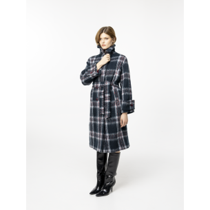 Manteau long à carreaux Lio