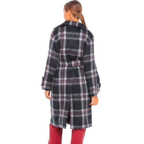 Manteau long à carreaux Lio Manteau long à carreaux Lio