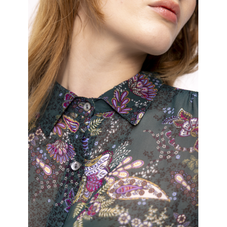 Iris printed muslin blouse