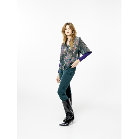 Iris printed muslin blouse