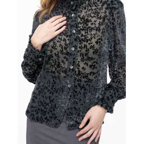 Chemisier en velours dévoré vert...