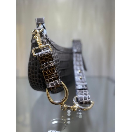 Luna gray crocodile leather bag