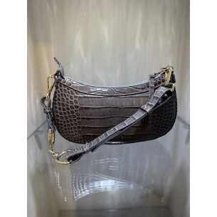 Luna gray crocodile leather bag