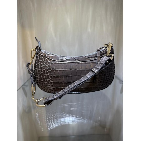 Luna gray crocodile leather bag