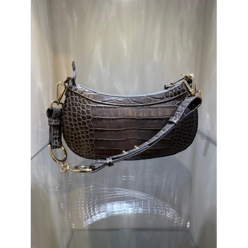 Sac en cuir croco gris Luna