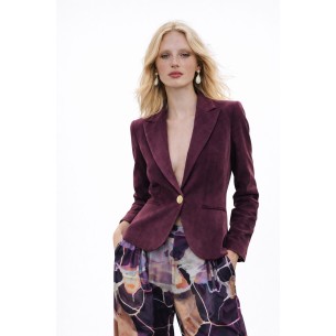 Ivana printed velvet trumpet trousers