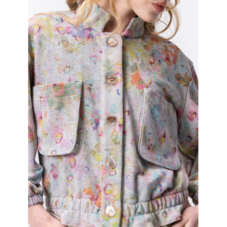 Blouson Teddy Dora gris imprimé