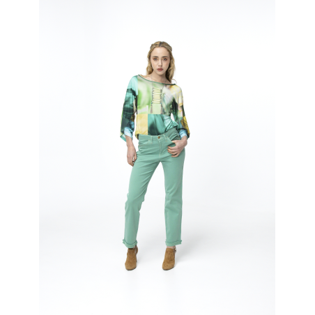 Haut Lyanna en jersey imprimé patchwork végétal