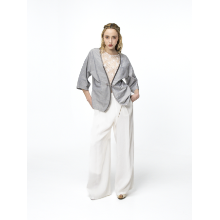 Veste kimono gris bleu Florence