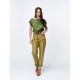 Haut Léa en bi-matière tie-and-dye vert 2