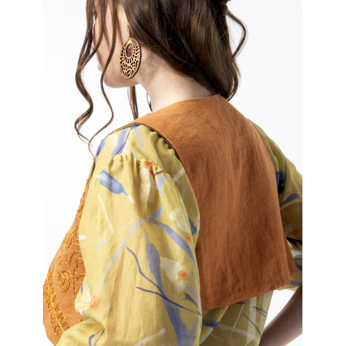 Gilet court brodé orange Erneste