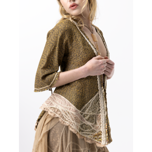 Paty Bronze-Toned Embroidered Kimono Jacket 2