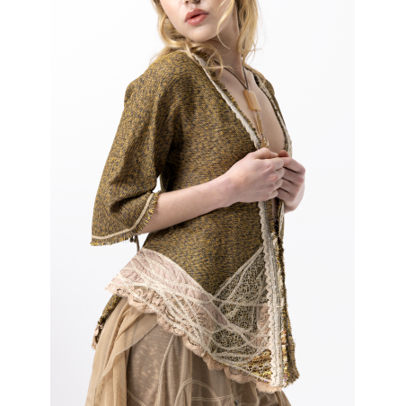 Veste brodée kimono mordoré Paty