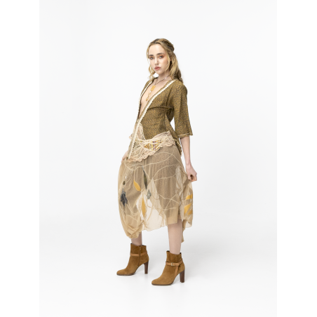 Veste brodée kimono mordoré Paty