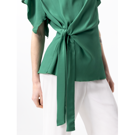 Tunique asymétrique drapée Dea vert émeraude