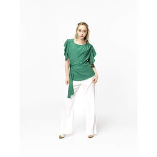 Tunique asymétrique drapée Dea vert émeraude