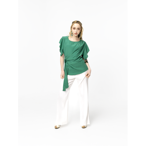 Tunique asymétrique drapée Dea vert...