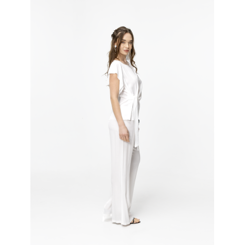 Tunique asymétrique drapée Dea blanche