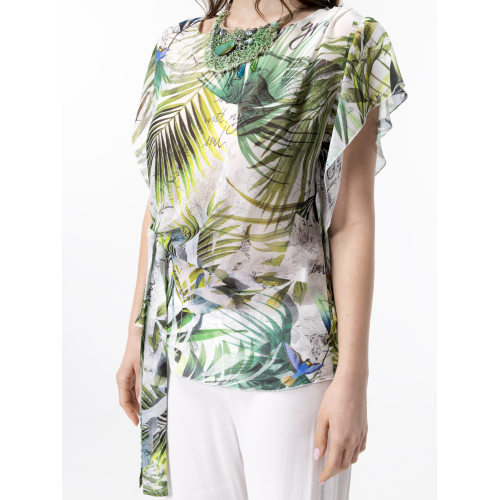 Tunique asymétrique drapée Dea imprimé