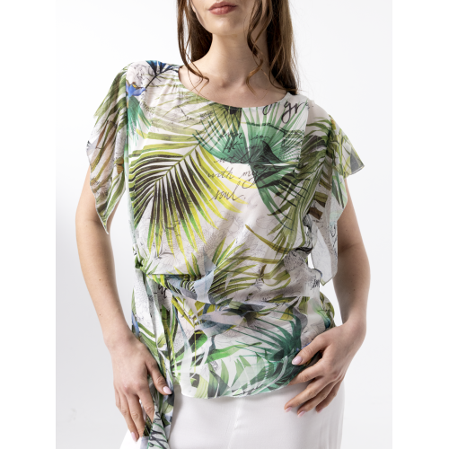 Tunique asymétrique drapée Dea imprimé