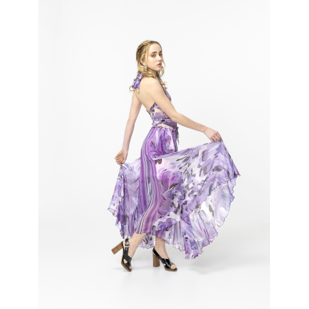 Jupe culotte Solea en soie lilas