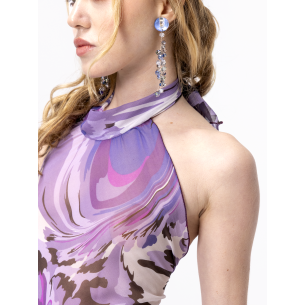 Haut dos nu Soléa en soie lilas
