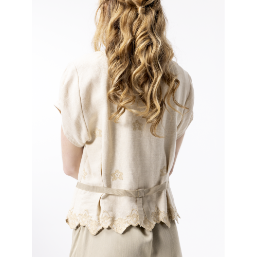 Carmen Beige Embroidered Cropped Jacket