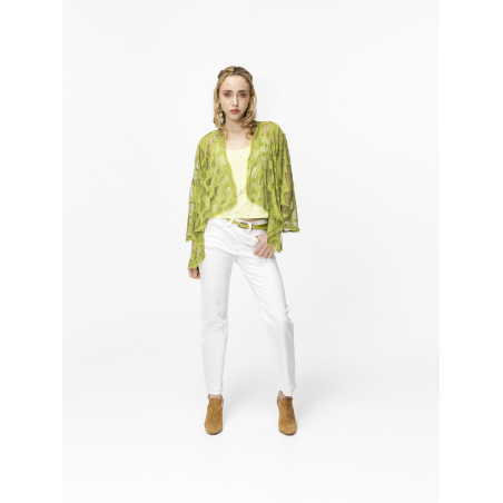 Cardigan fluide en maille vert anisé Fanny