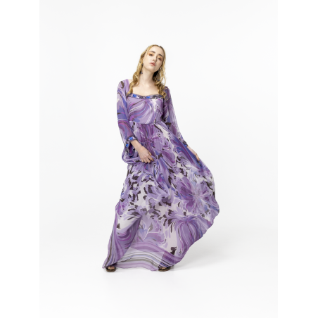 Robe longue en soie lilas Abelle