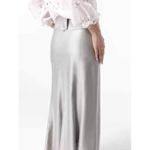 Elsa Long Flared Skirt in Gray
