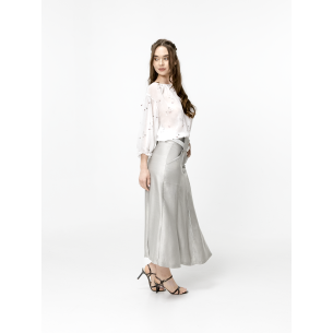 Elsa Long Flared Skirt in Gray
